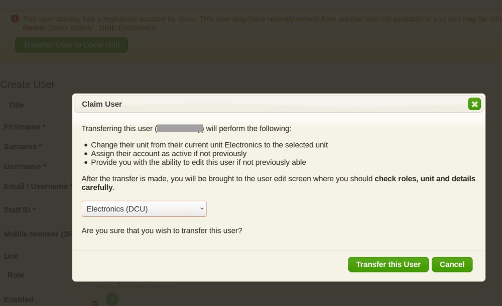 Duplicate User Protect and Change of Unit